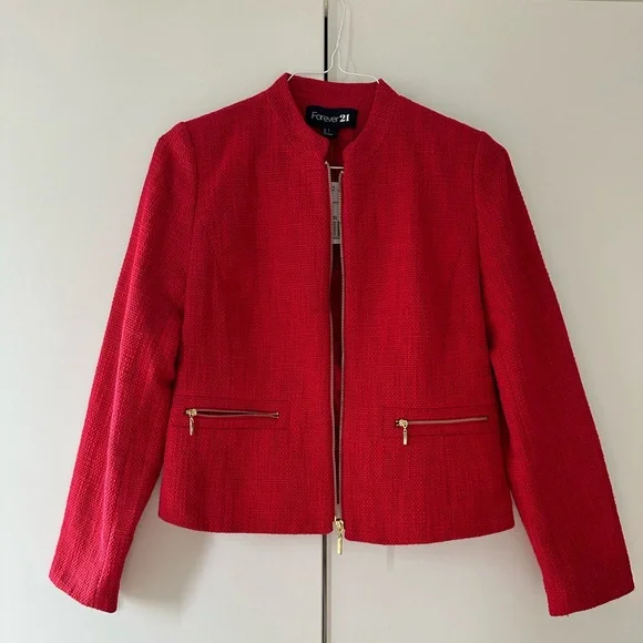NWT Forever21 tweed red jacket - size L - Picture 4 of 8